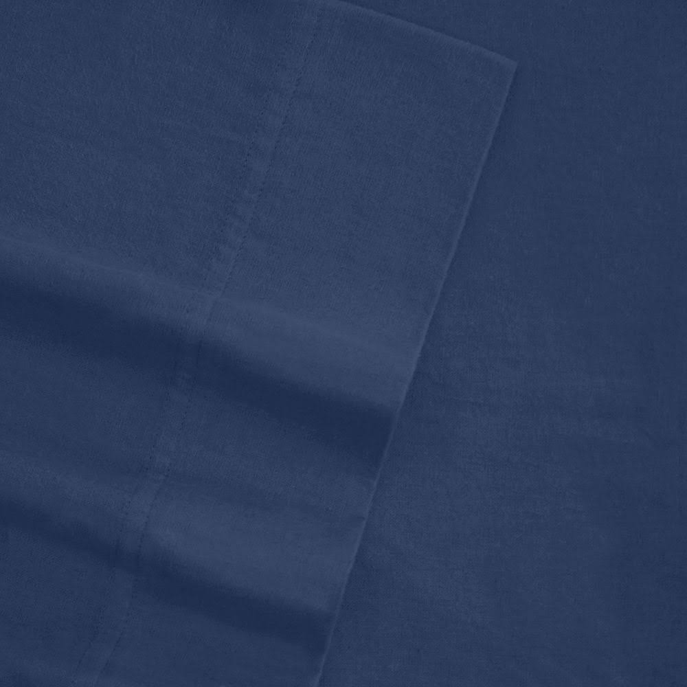 Navy California King Flannel Sheet Set Q335