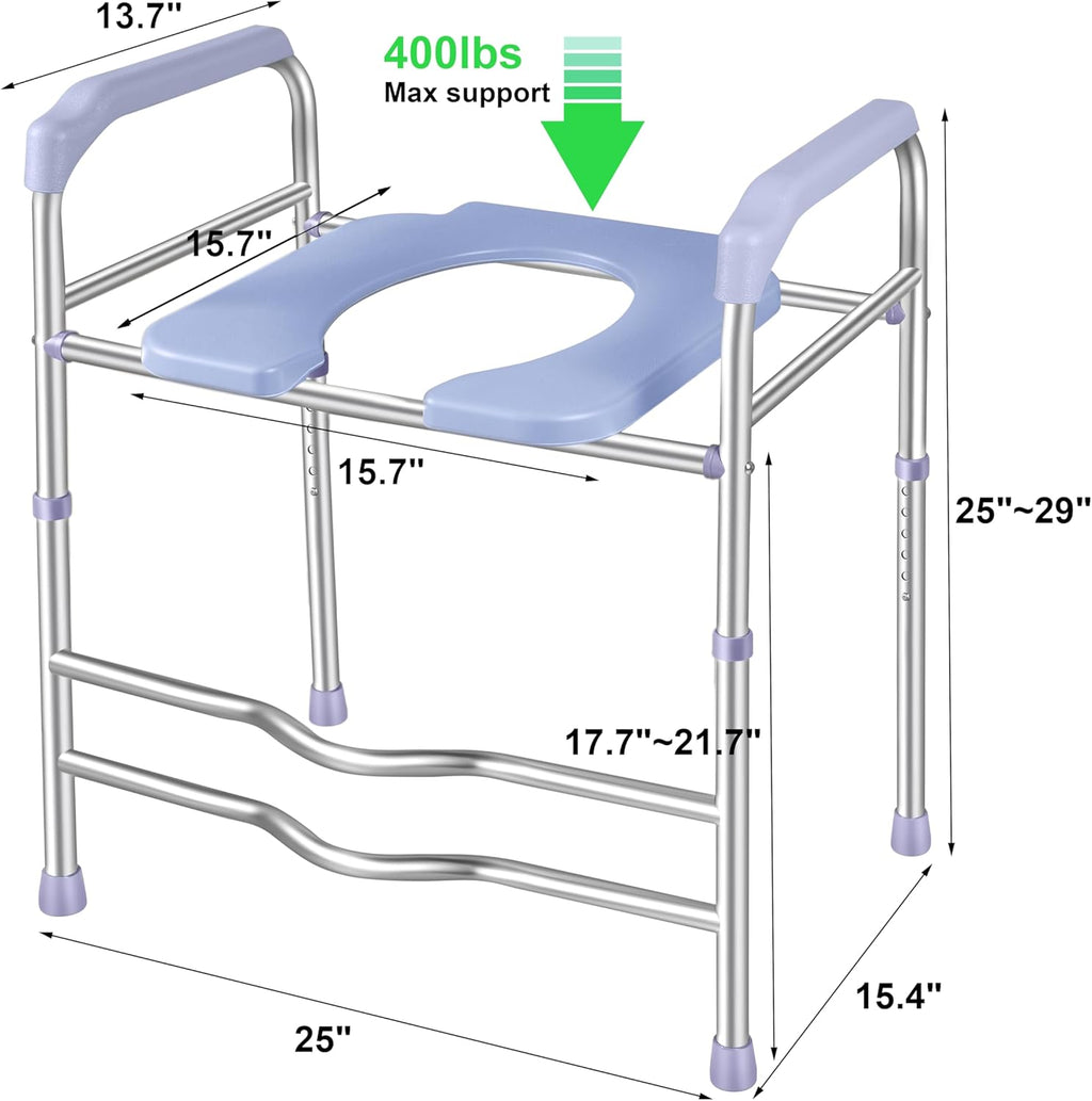 Raised Toilet Seat with Handles 400lbs, Adjustable Height D942