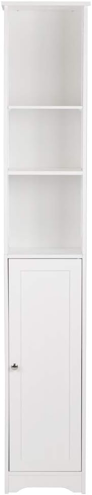 White Tall Bathroom Storage Cabinet with Doors and Shelves Y932