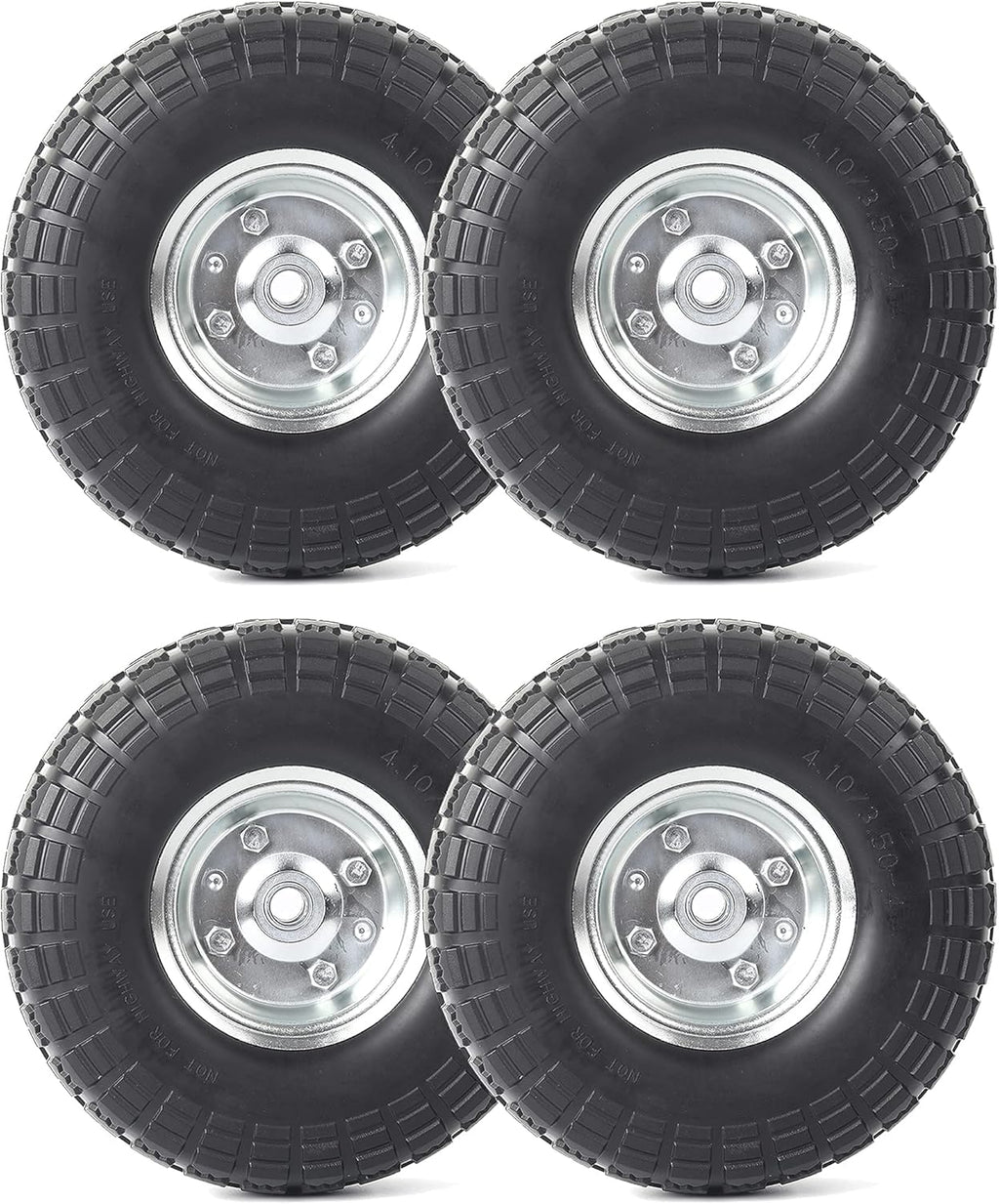 10-Inch Solid Rubber Tires and Wheels 4-Pack D47725