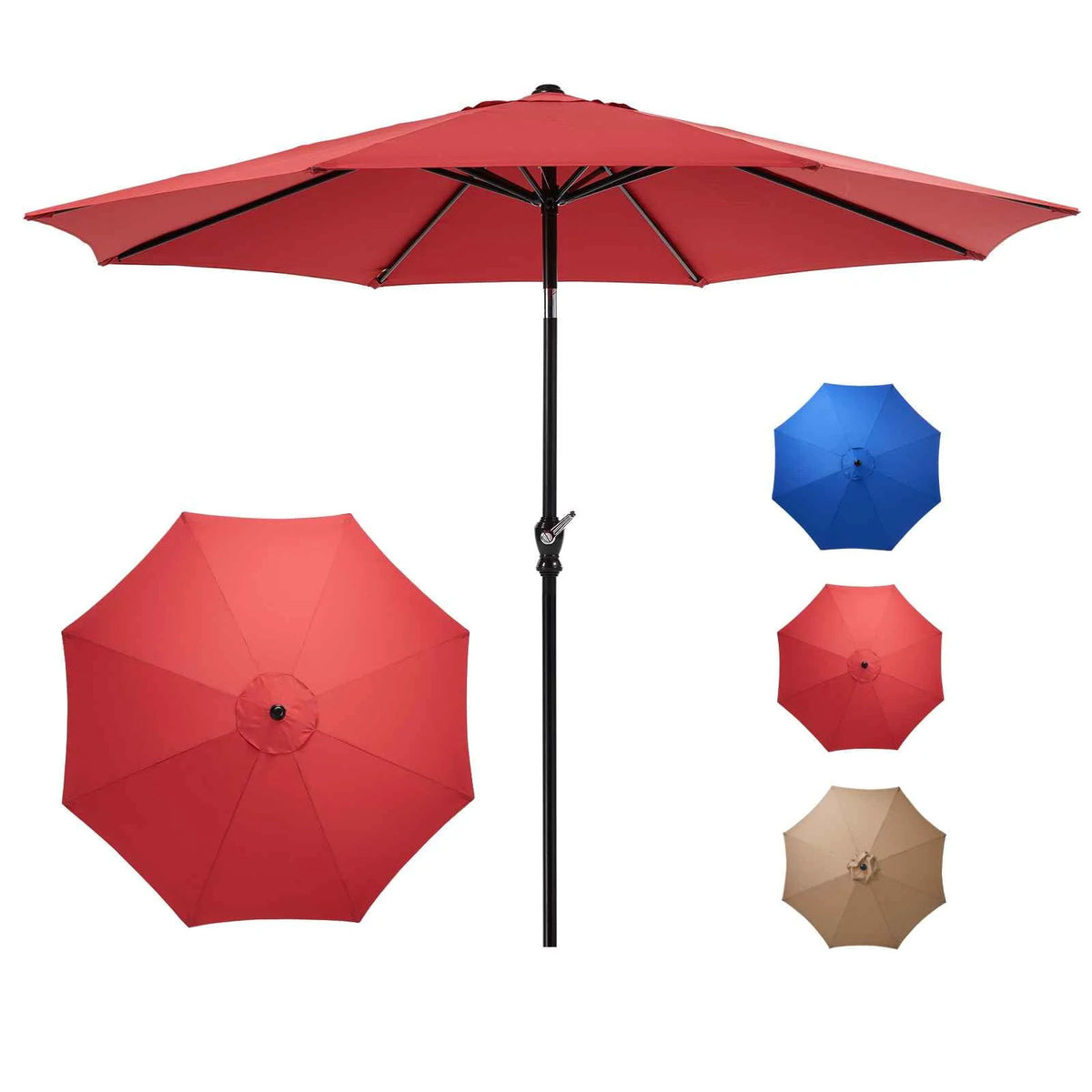 9-FT Outdoor Patio Umbrella with Push Button Tilt and Crank E81987