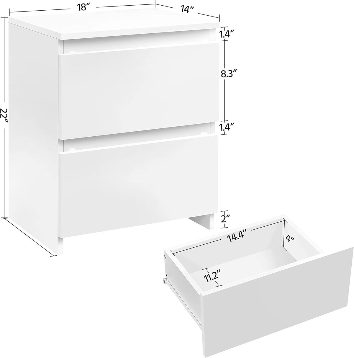 White 2-Drawer End Table M47102