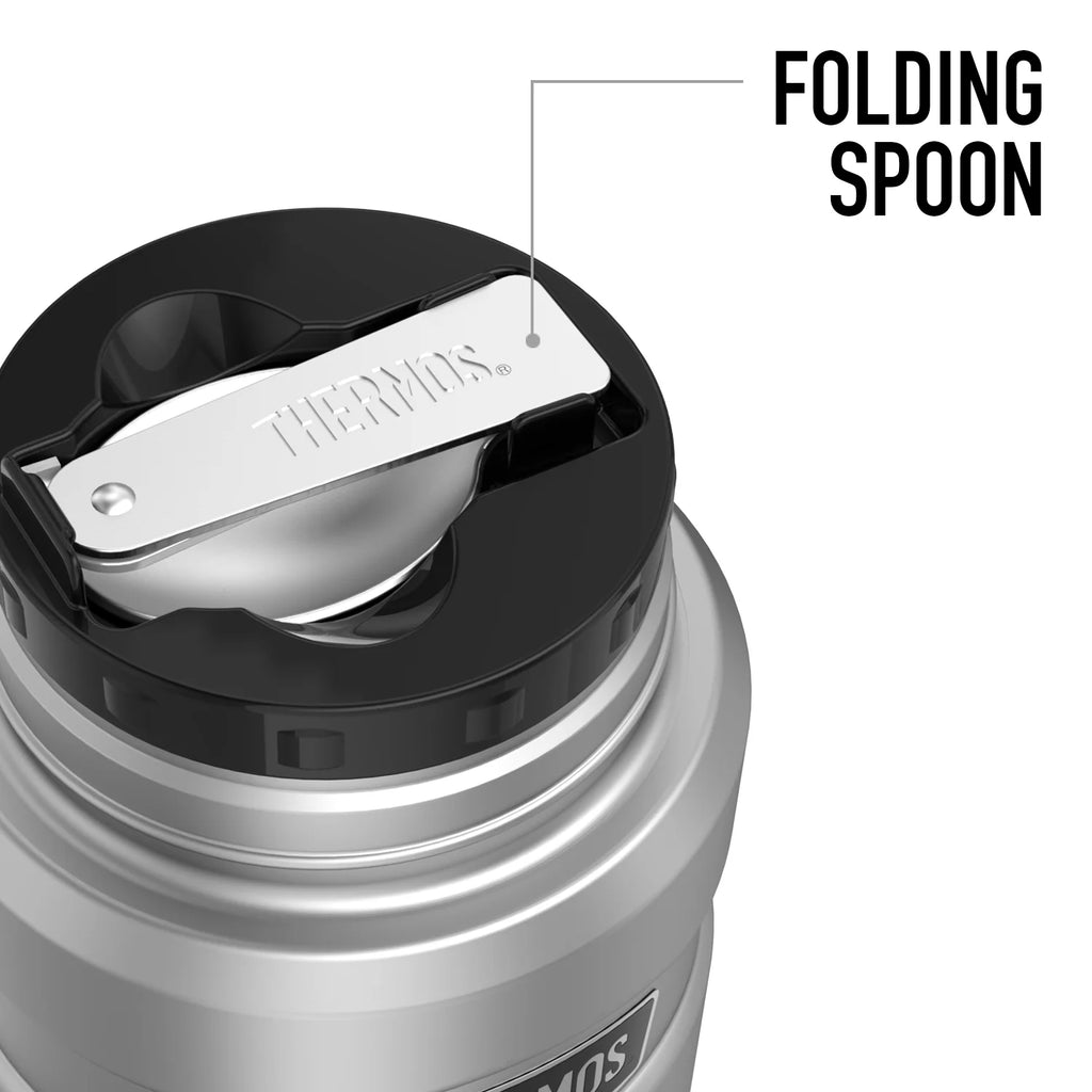 Stainless Steel Food Jar with Folding Spoon, 16oz Z7448