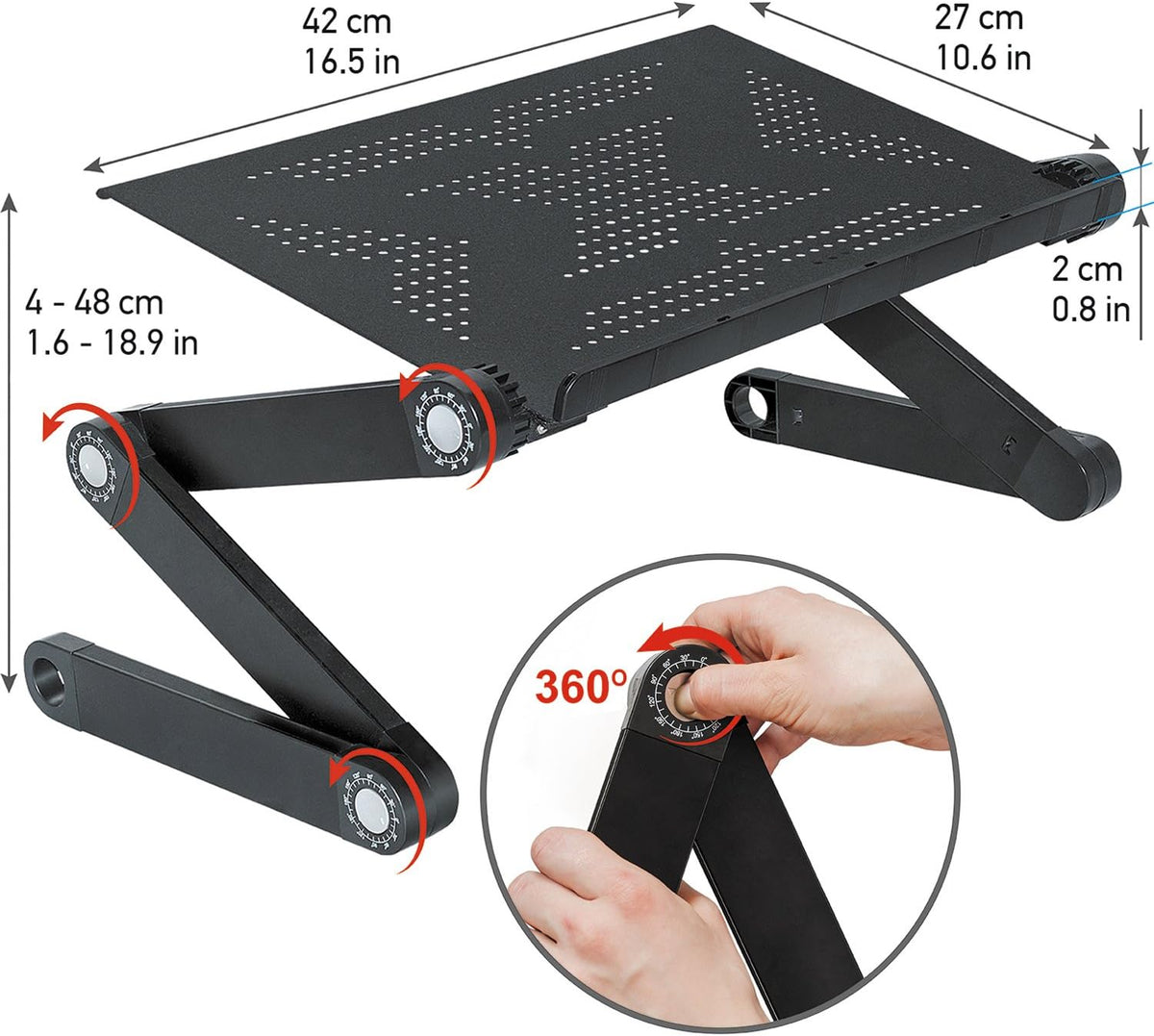 Black Pack of 2 Folding Laptop Table P449974