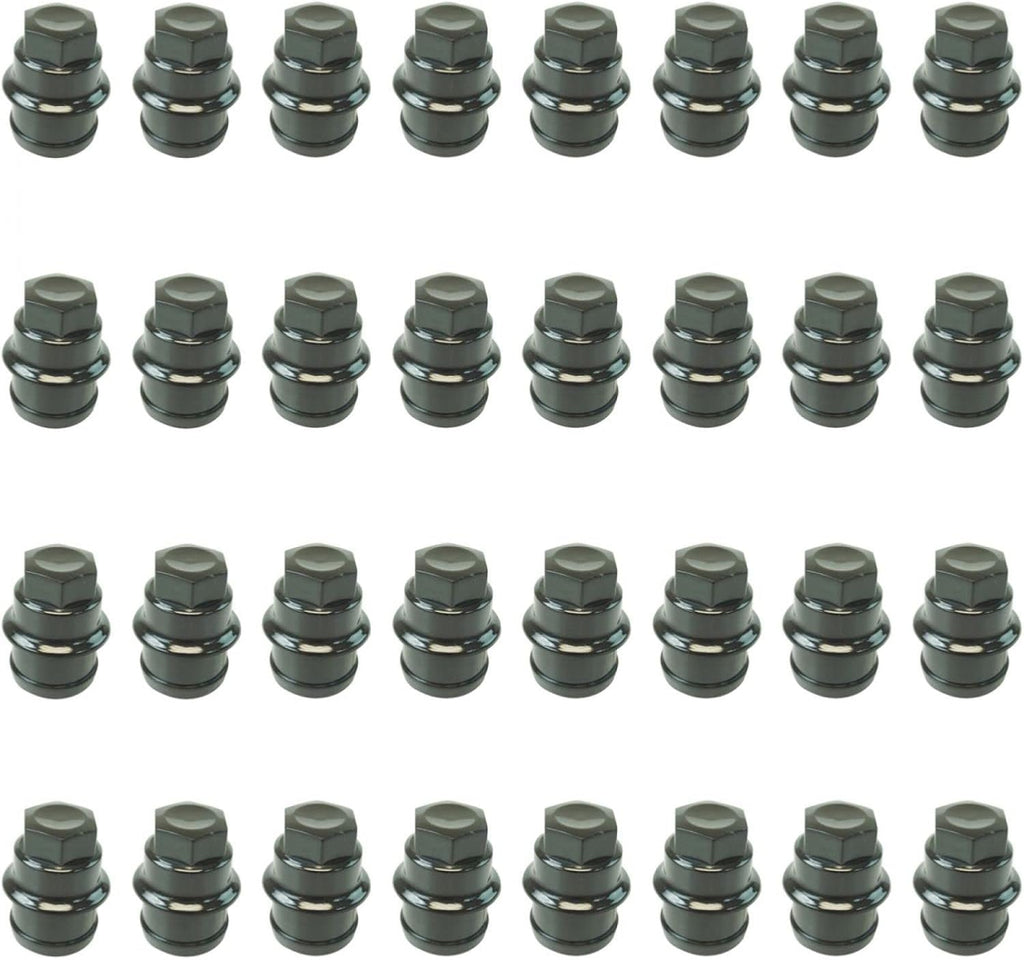 Black Plastic Wheel Lug Nut Cap Set of 32 G705