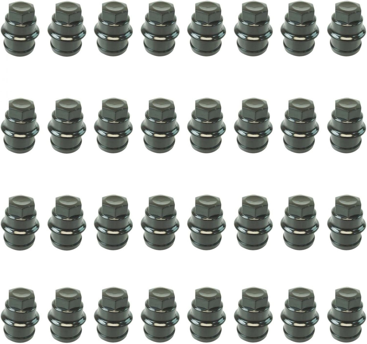 Black Plastic Wheel Lug Nut Cap Set of 32 G705