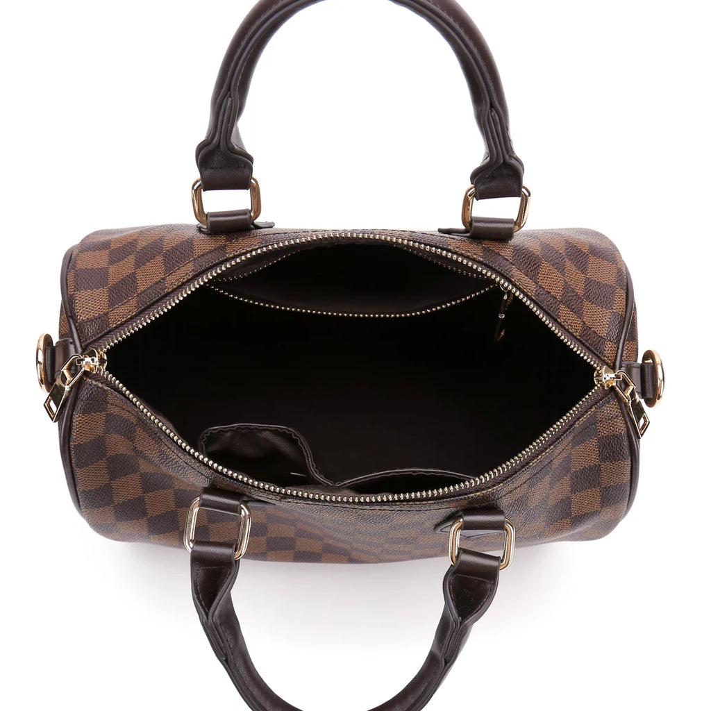 Checkered Crossbody Bag with Inner Pouch L1082