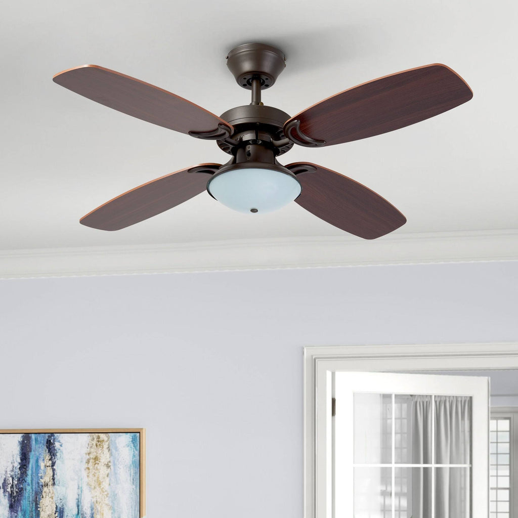 Brushed Nickel Ceiling Fan with Light and Remote Control V94493