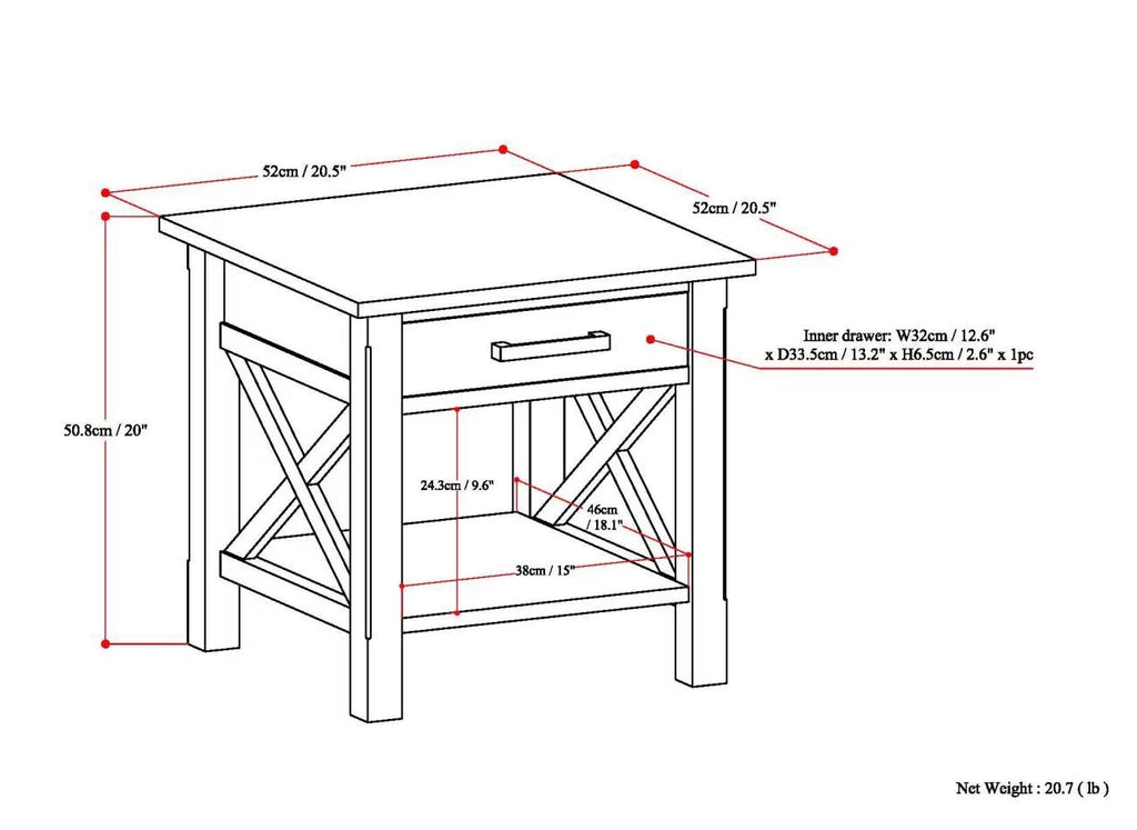 Fog Gray Square End Side Table E463662