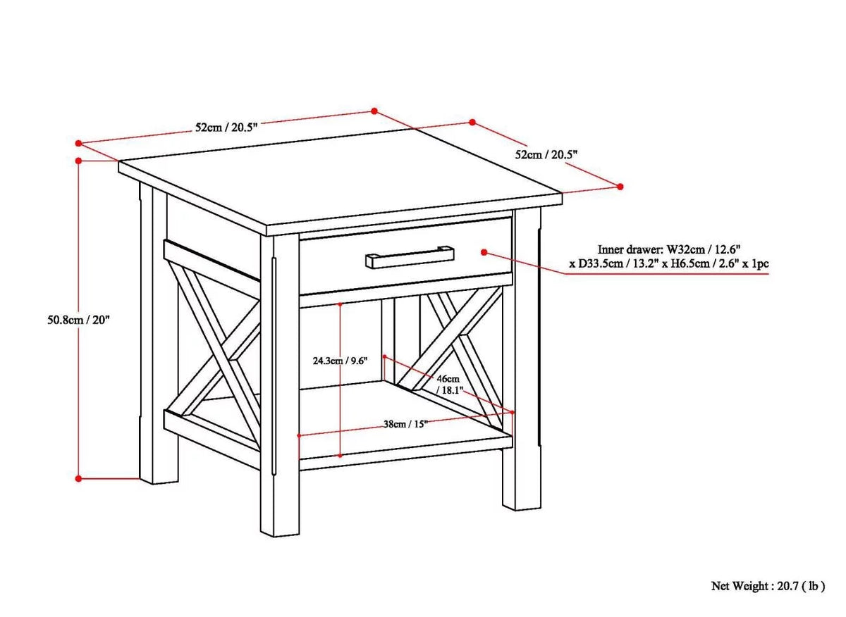 Fog Gray Square End Side Table E463662