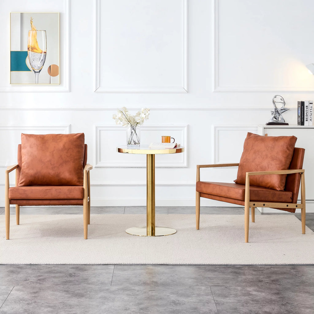 PU Leather Accent Arm Chair with Metal Frame K324103