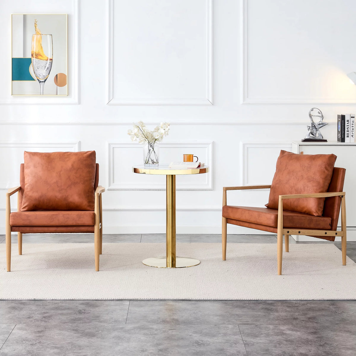 PU Leather Accent Arm Chair with Metal Frame K324103