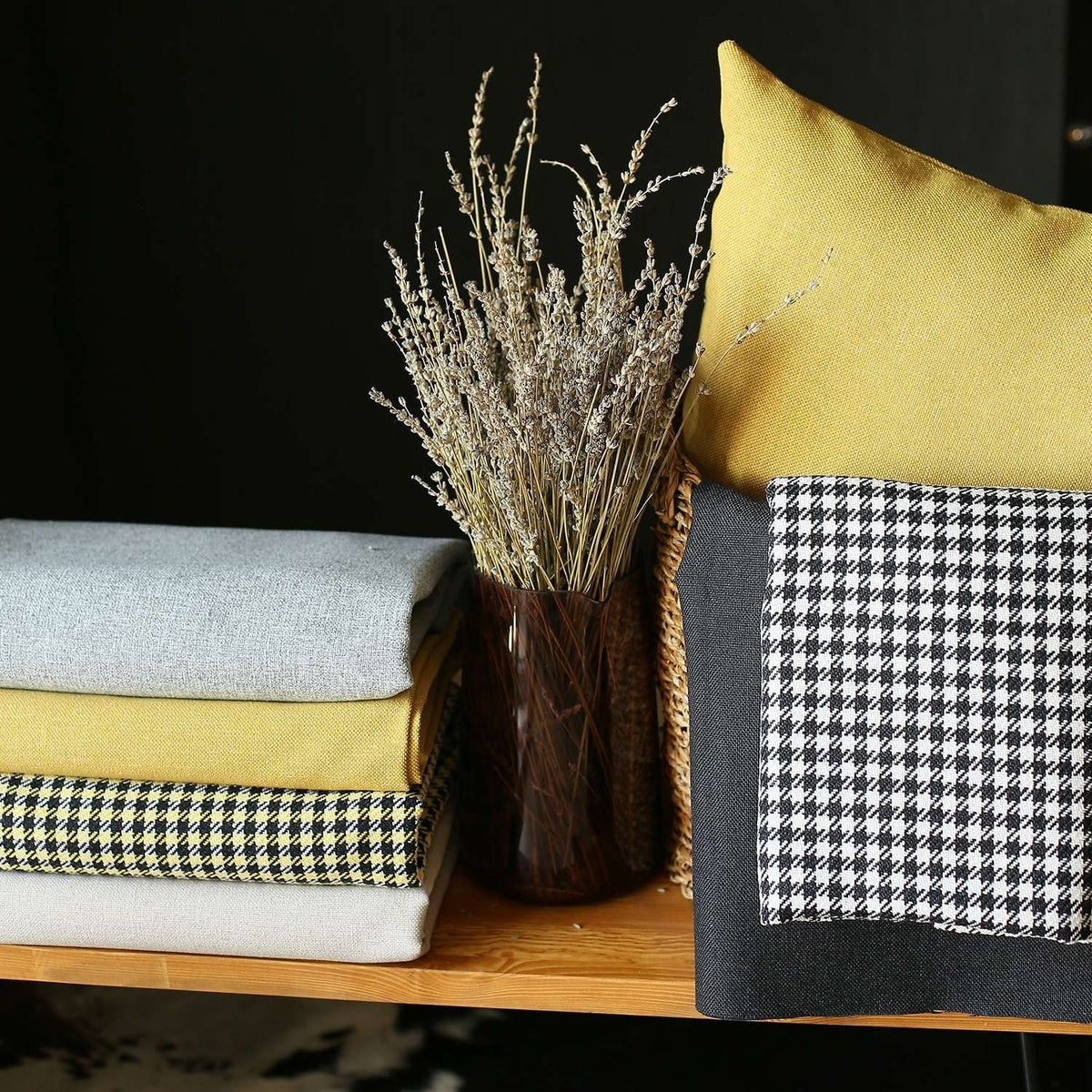 Set Of Two 20" X 12" Black And Yellow Geometric Polyester Lumbar Pillow M97614