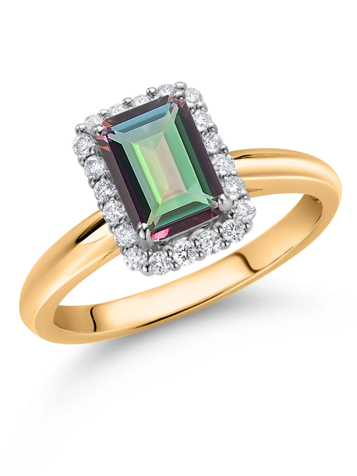 1.16 Ct Green Mystic Topaz Halo Engagement Ring C3283