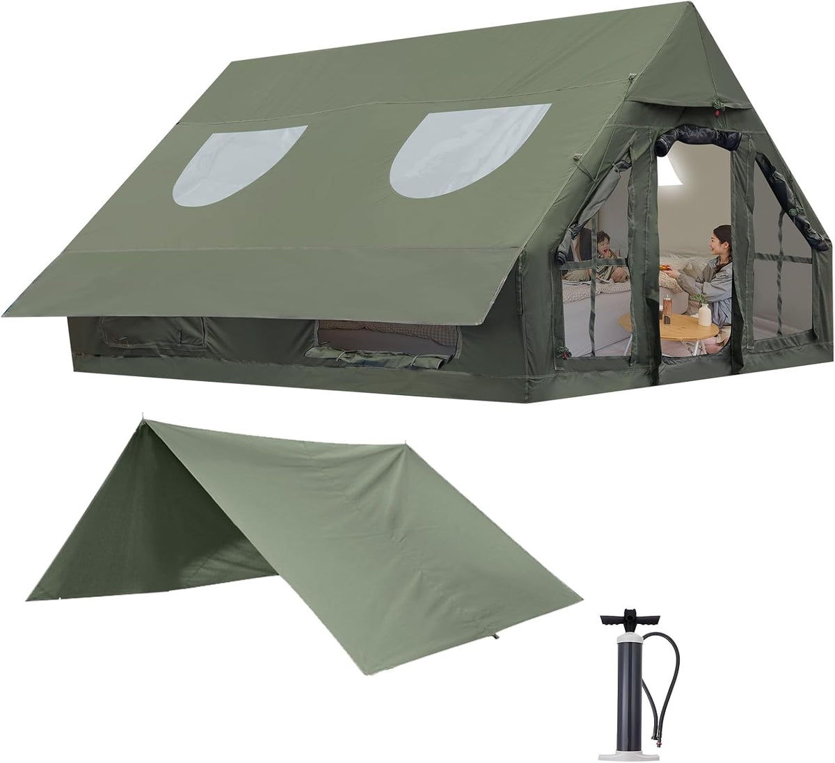 Inflatable Camping Tent with Pump, 4 Season, Waterproof F701
