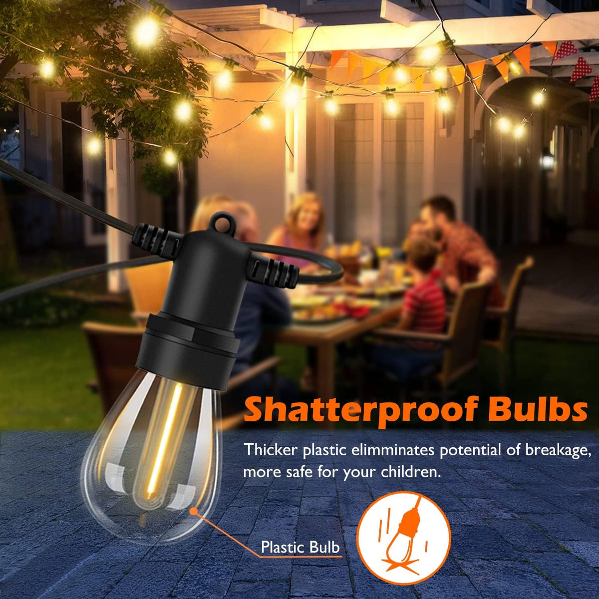 2-Pack 48FT Dimmable Shatterproof Waterproof Outdoor String Lights E312530