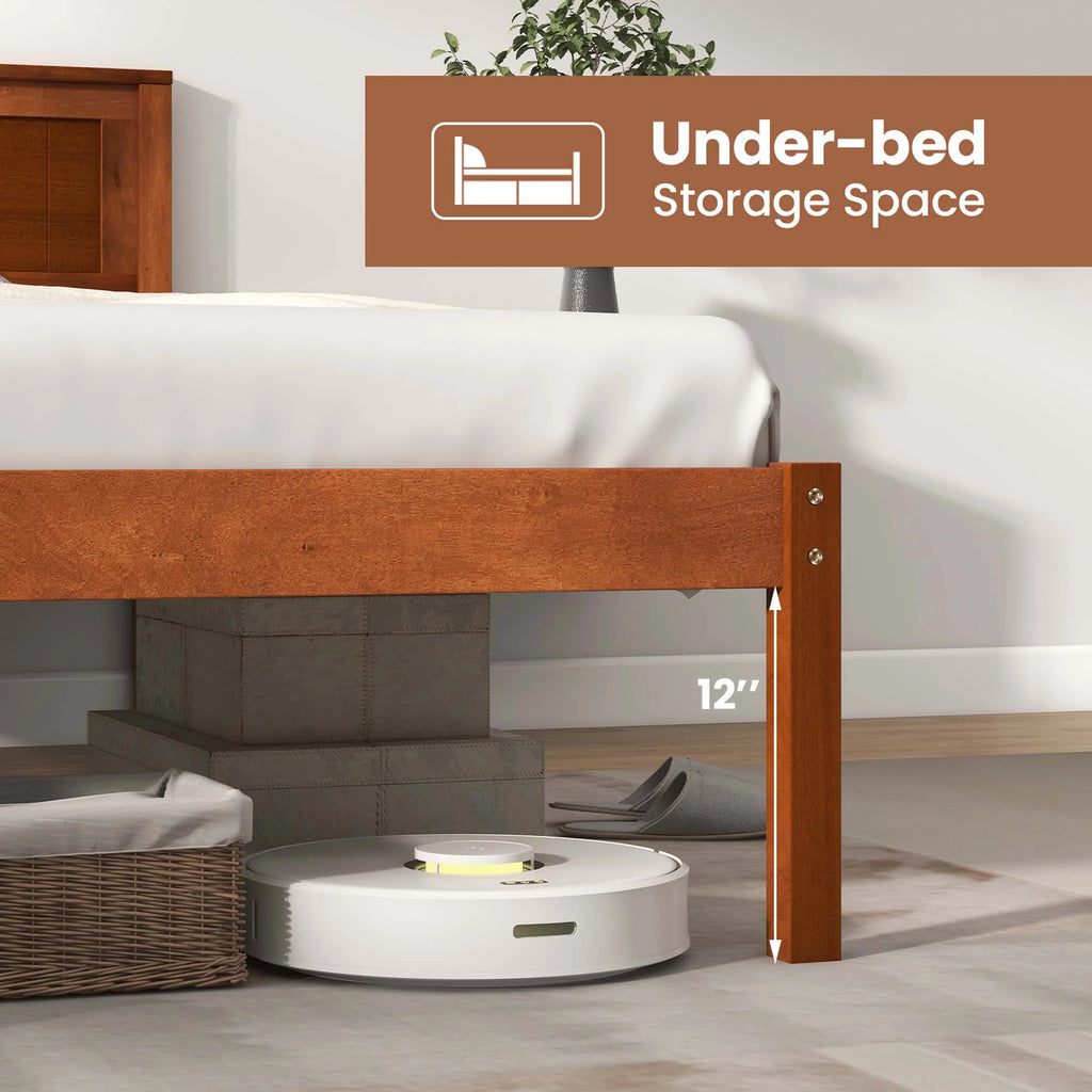 Twin Size Wooden Platform Bed Frame with Headboard O68463