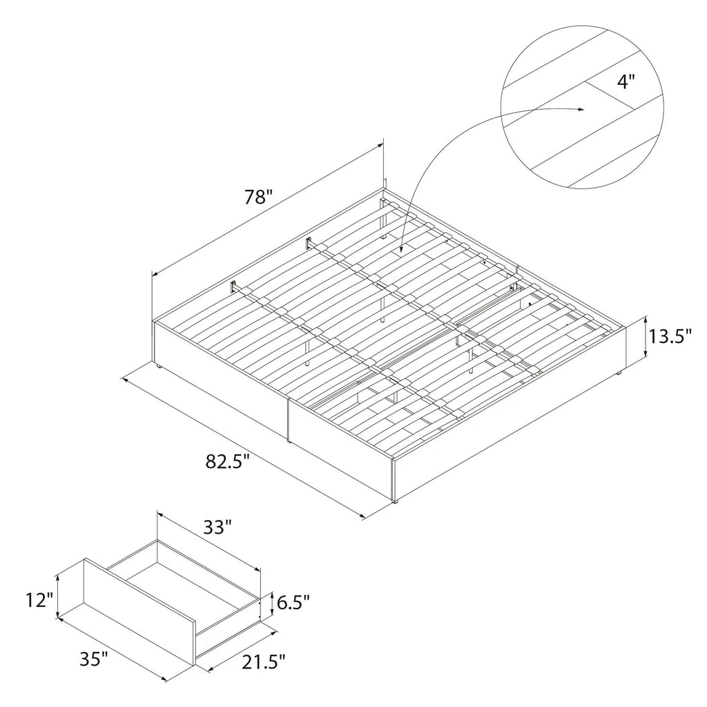 Gray Linen King Platform Bed with Storage C5562