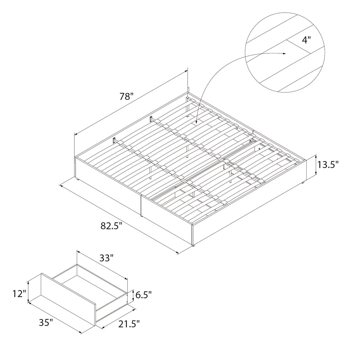 Gray Linen King Platform Bed with Storage C5562