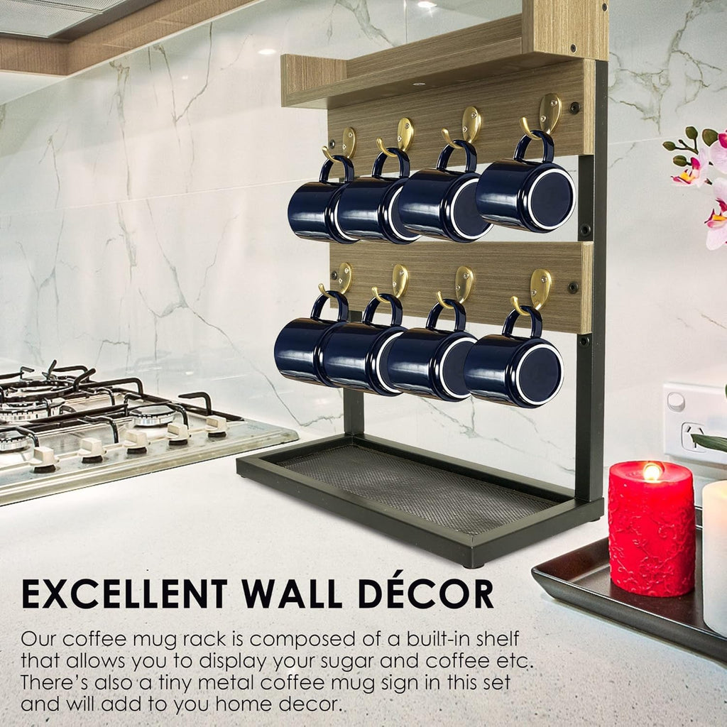Wall Mounted 2-Tier Coffee Mug Rack V8403