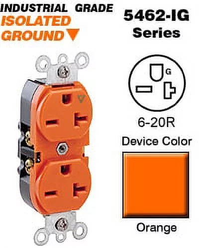Orange 20A 250V Duplex Receptacle X2236