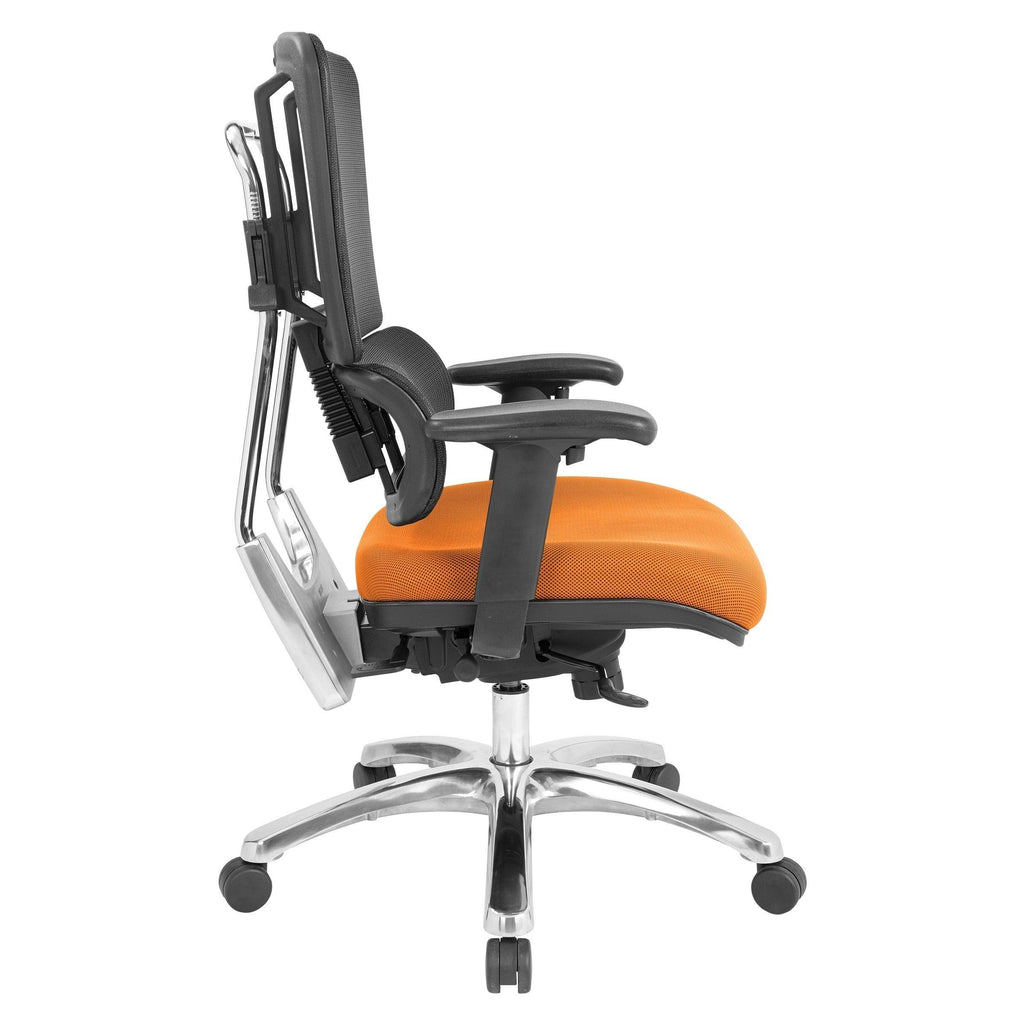 Olive Black Mesh Back Fabric Seat Chrome Base Chair P4216