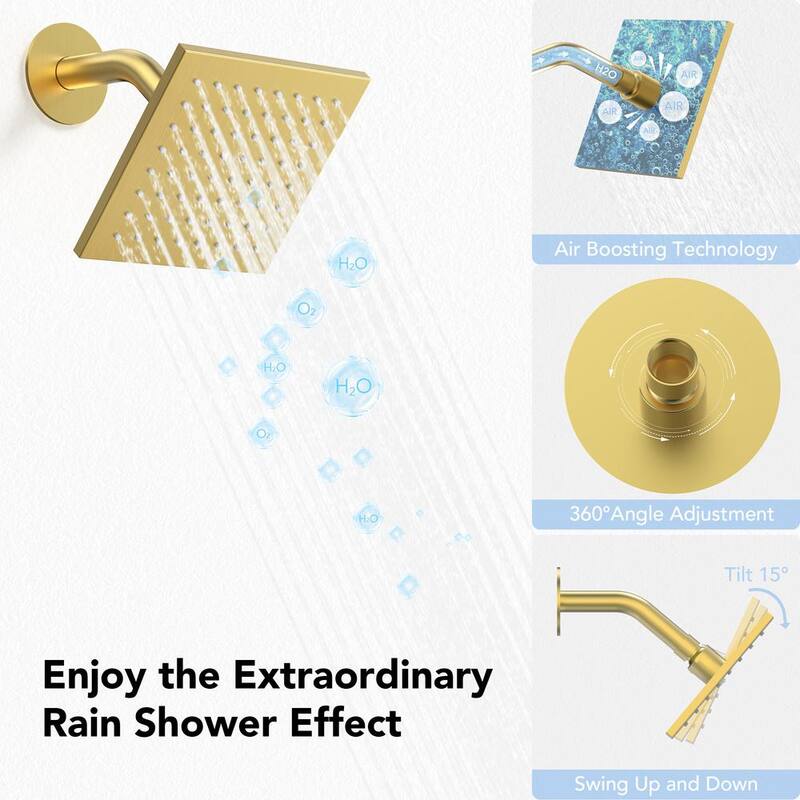 Brushed Gold Thermostatic Ceiling Mount Shower Head Z19181