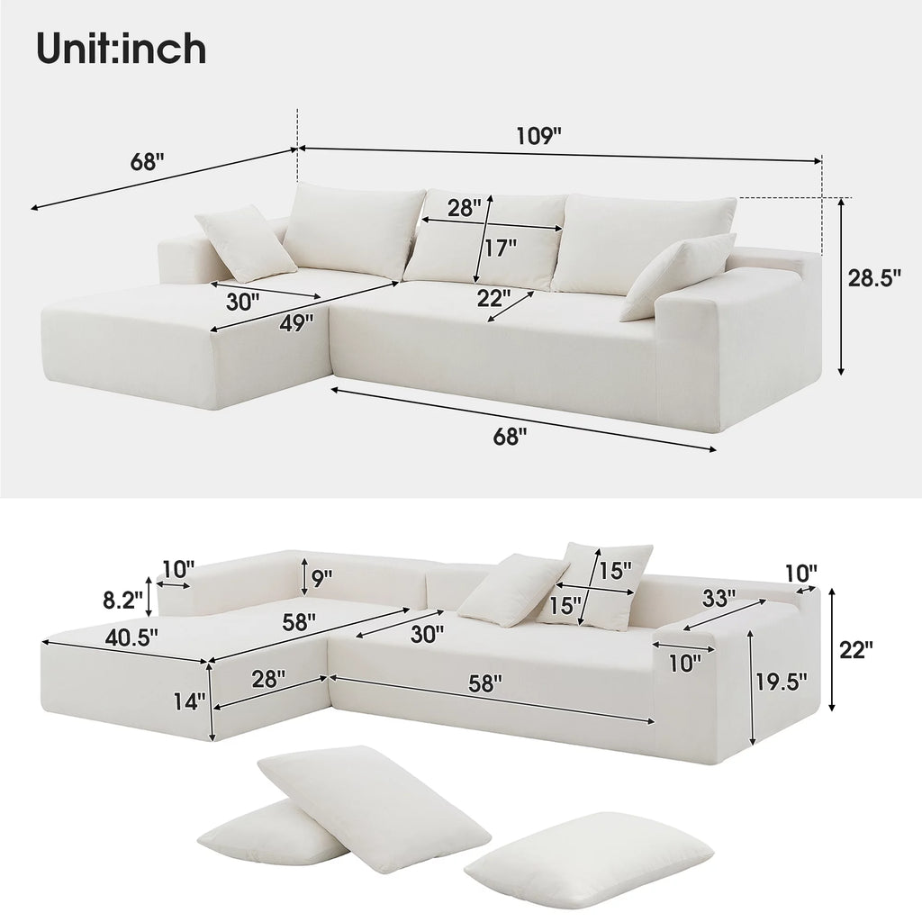 White L Shaped Modular Sectional Sofa M920