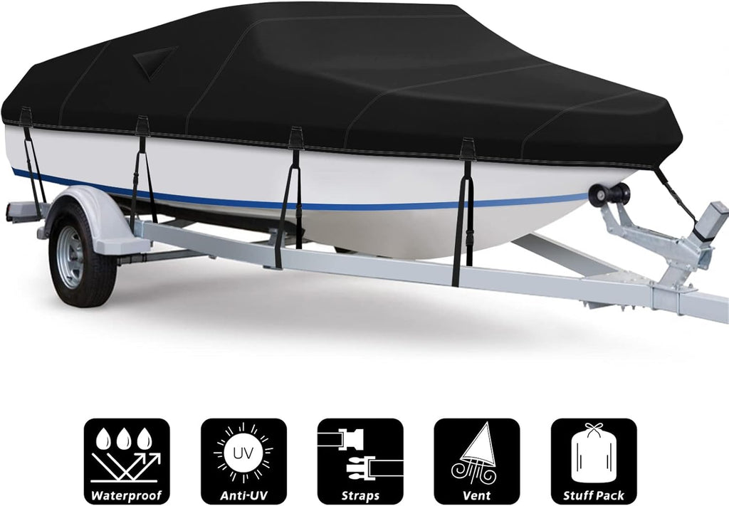 600D Waterproof Heavy Duty Canvas Boat Cover 17-19 ft P8132