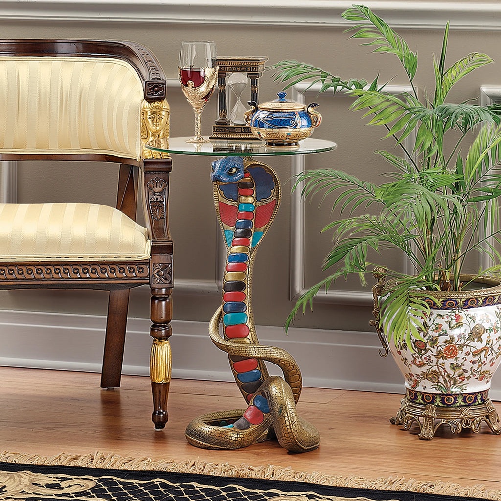 Egyptian Cobra Goddess Glass-Topped Table W406807
