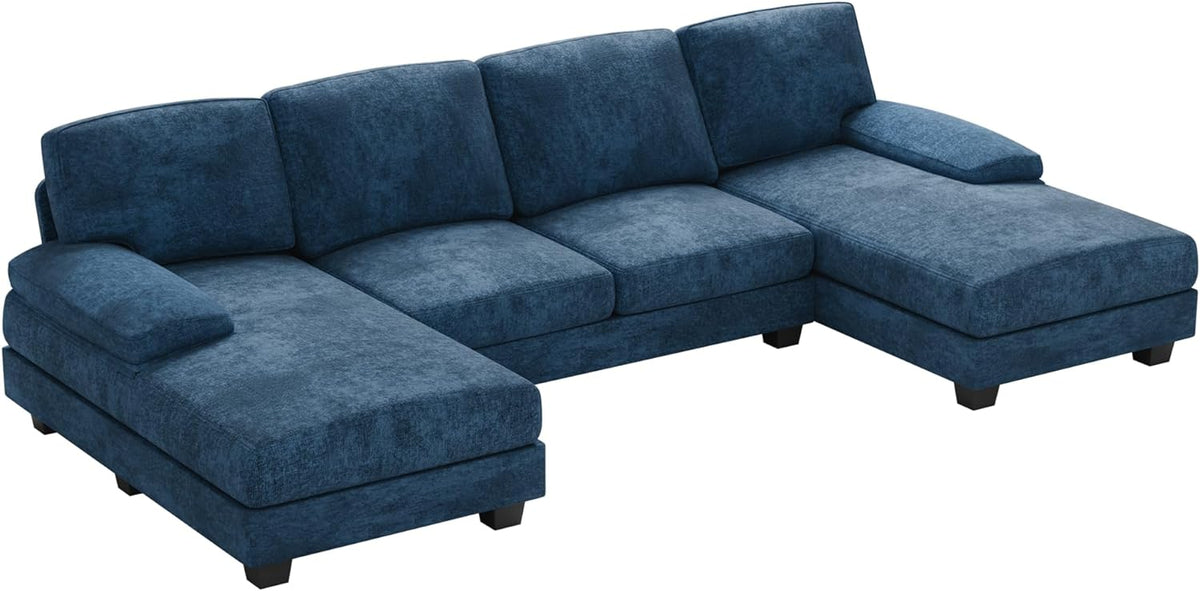 Blue Modular Convertible Sectional Sofa Couch with Double Chaise K932