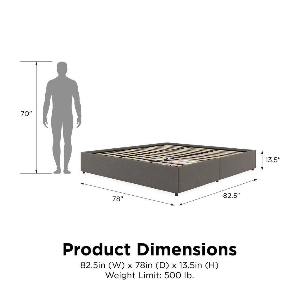 Gray Linen King Platform Bed with Storage C5562