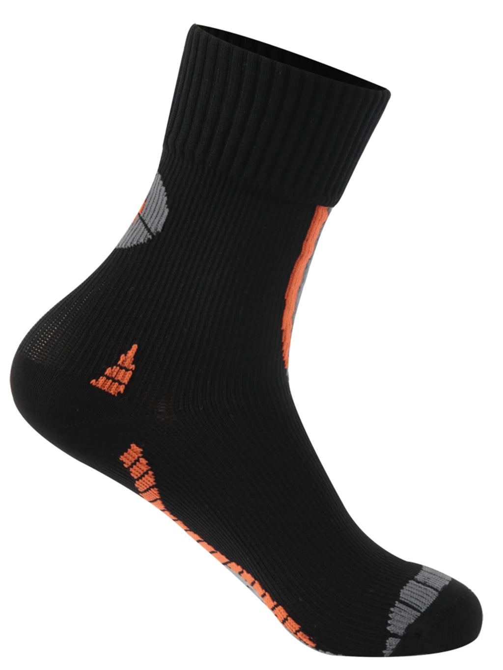 Waterproof Breathable Lightweight Cushioned Quarter Hiking Socks 1 Pair Small Black Orange T8754