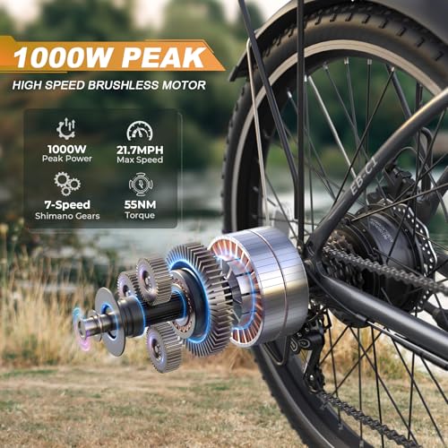 26" 1000W Peak Electric Bicycle with 48V 374.4WH Removable Battery H156