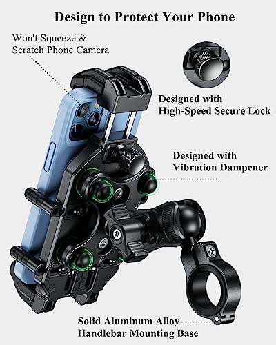 Motorcycle Phone Holder with Vibration Dampener Anti-Theft Handlebar Mount Q5272