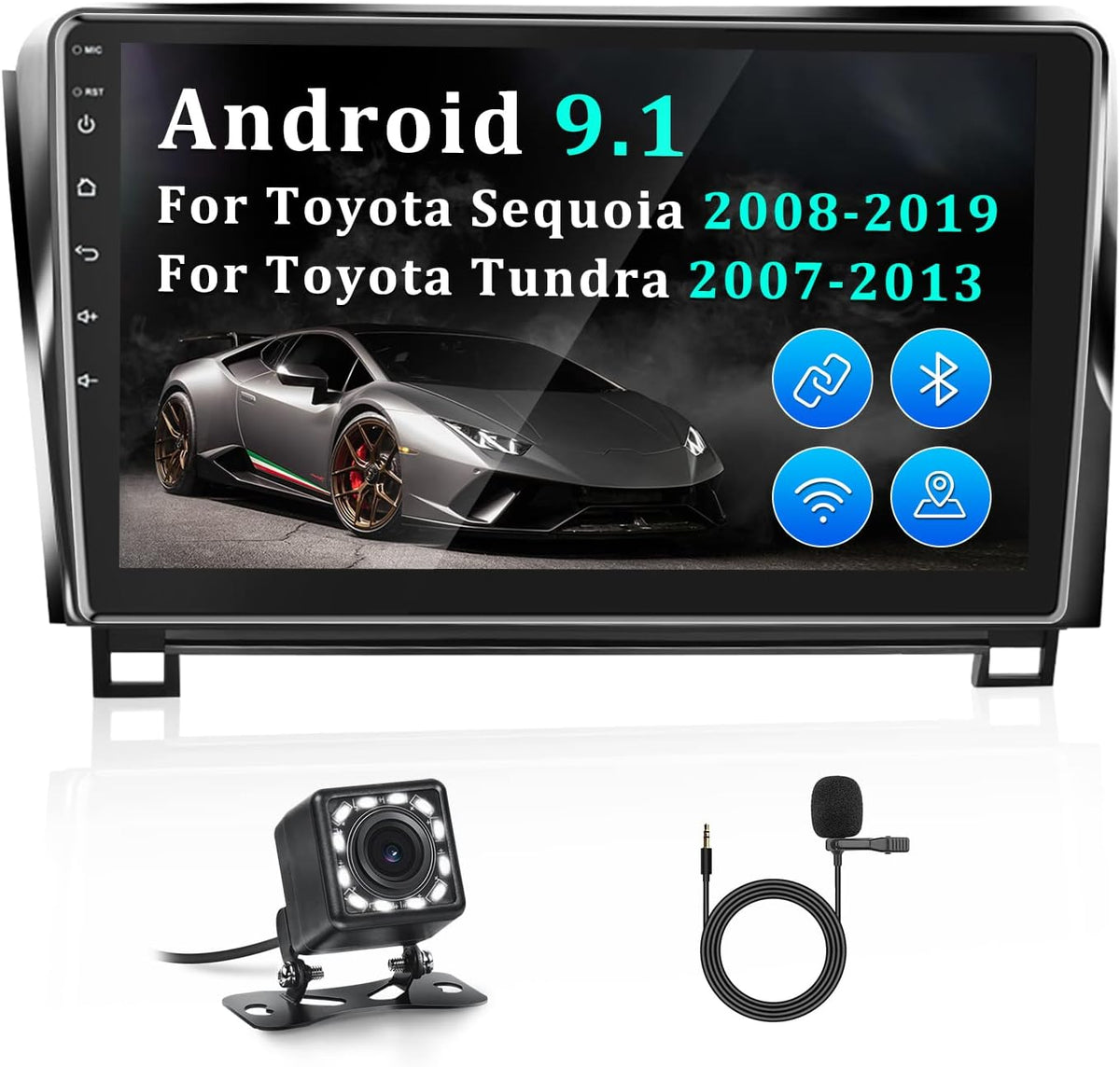 10.1 inch Android Car Radio Stereo Touchscreen with Bluetooth WiFi Backup Camera Microphone N20104