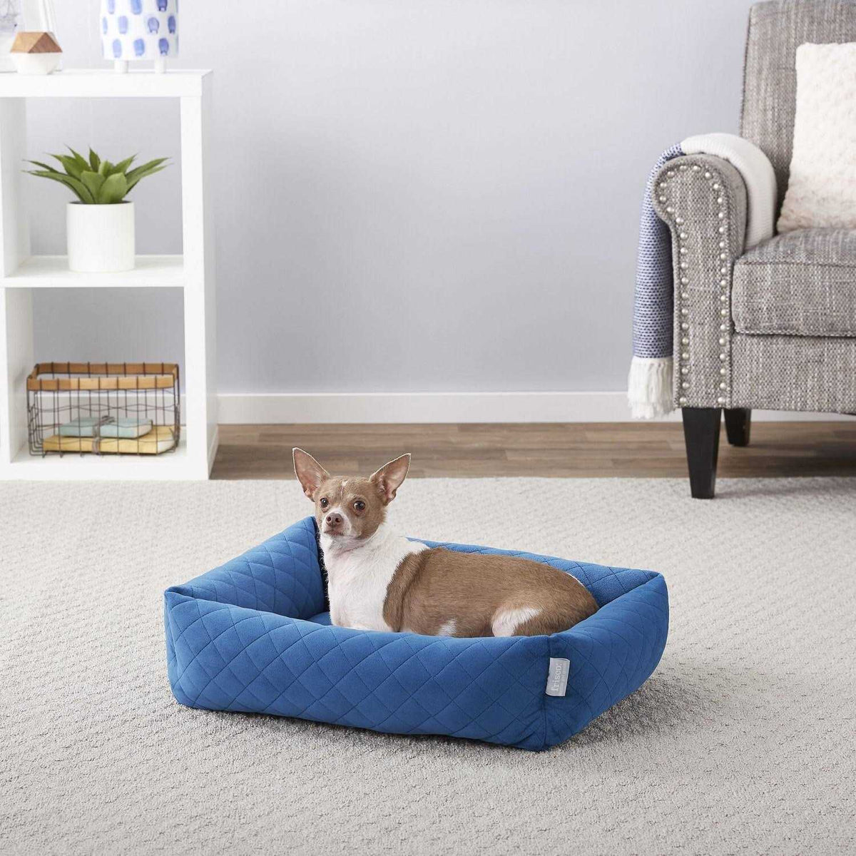 Velvet Rectangular Bolster Cat Dog Bed U42766