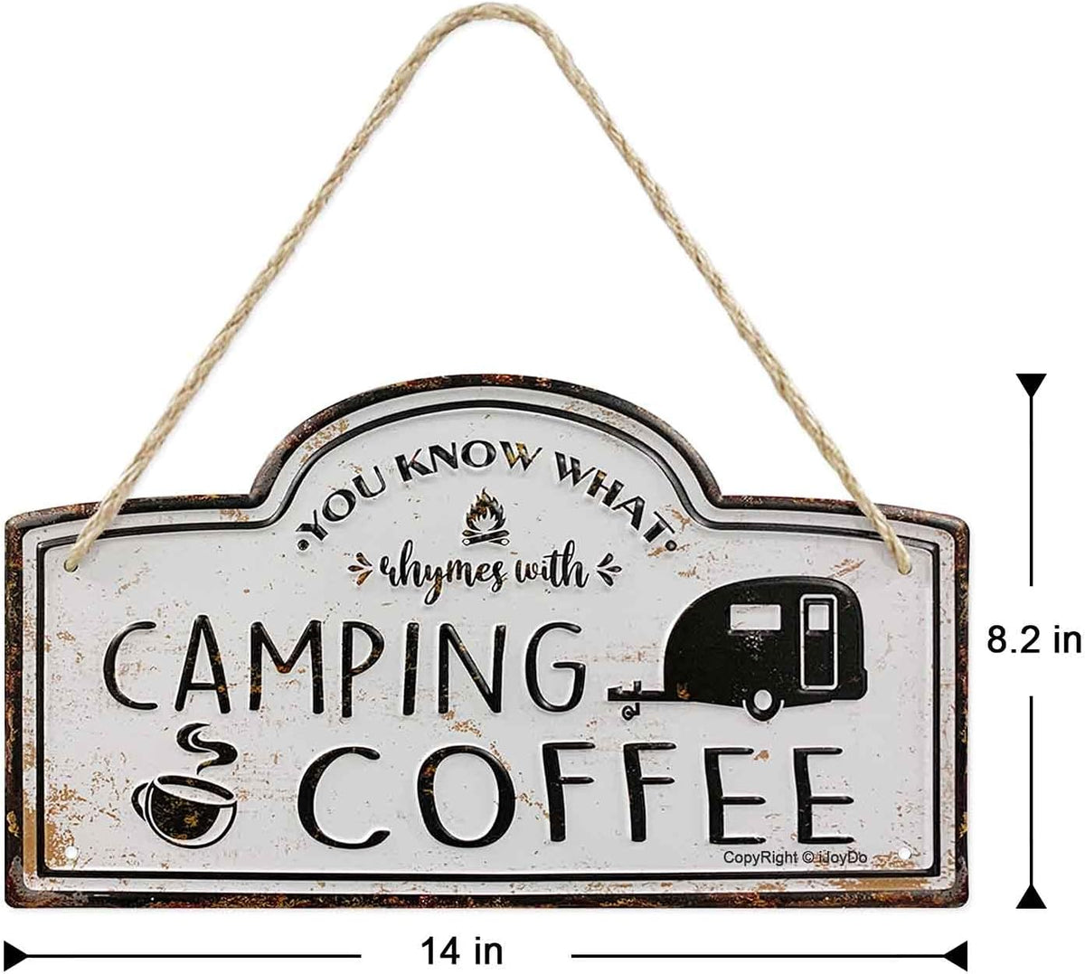 Camping Coffee Metal Sign 14 X 8 Inch D26846