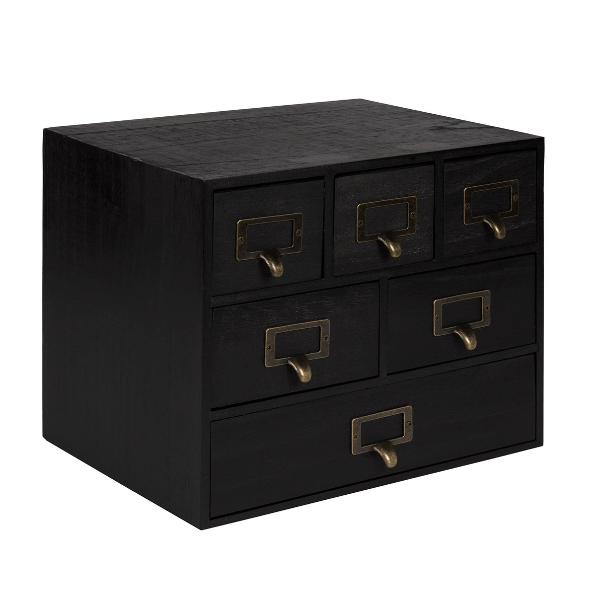 Black 6 Drawer Wood Desk Drawer Set with Letter Holder G25935