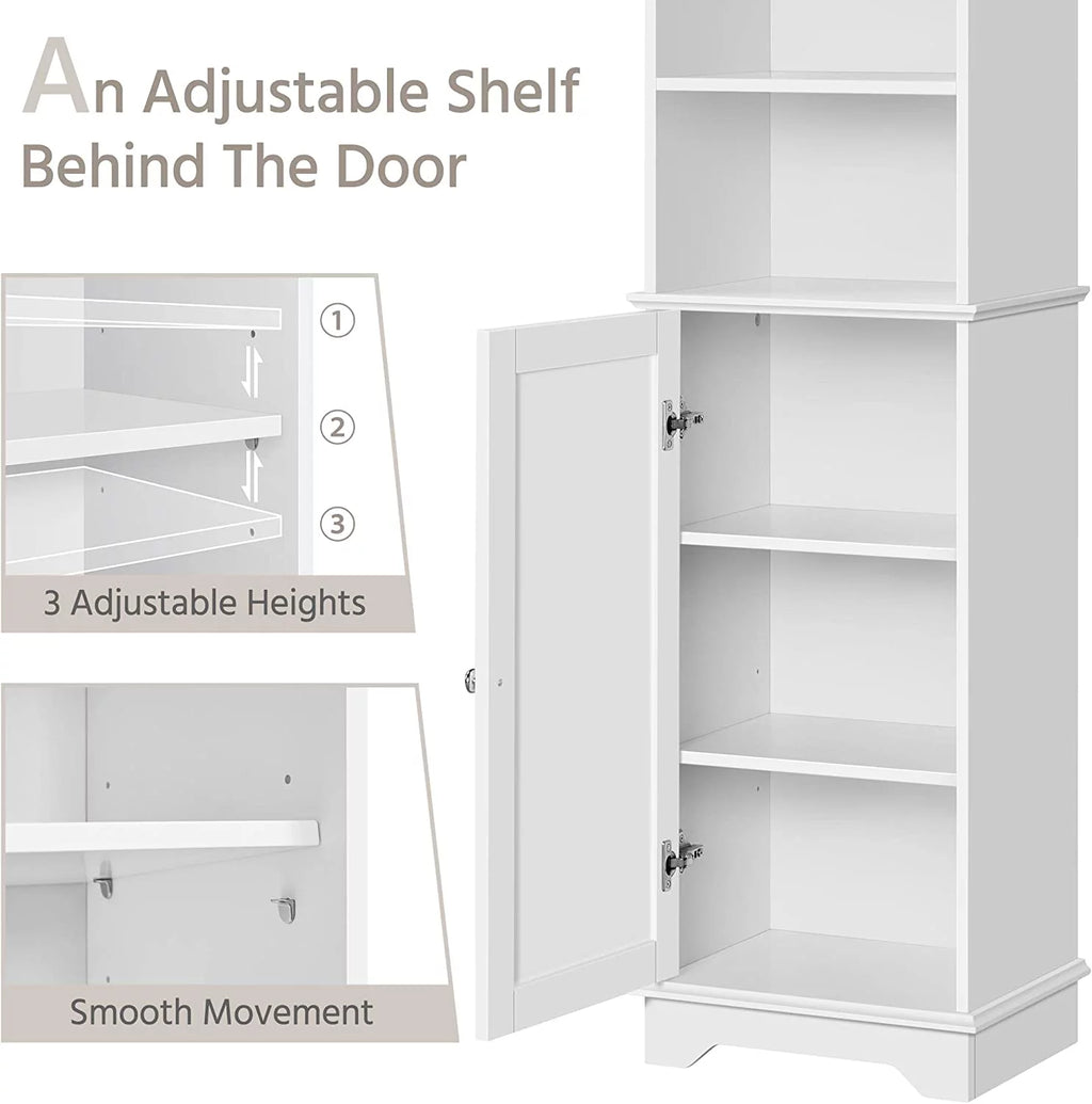 Tall White Bathroom Floor Cabinet with 3 Shelves G3134