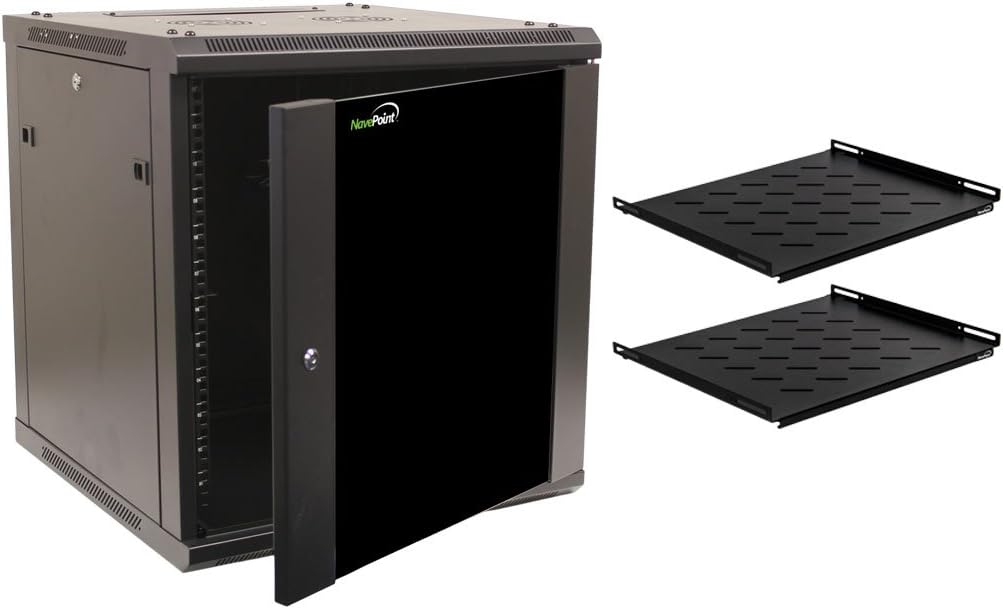 12U Wall Mount Server Cabinet Rack Enclosure with Glass Door Lock P3588