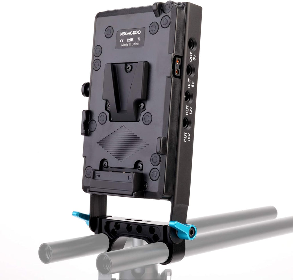 V-Mount Lock Battery Plate Power Supply Splitter Adapter with 15mm Rod Clamp V333770