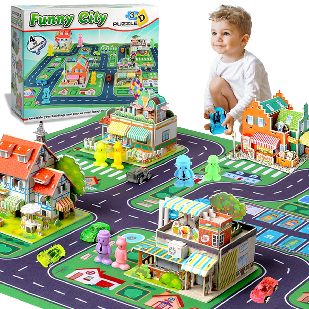 Building Blocks Set with 5 Toy Cars R6887