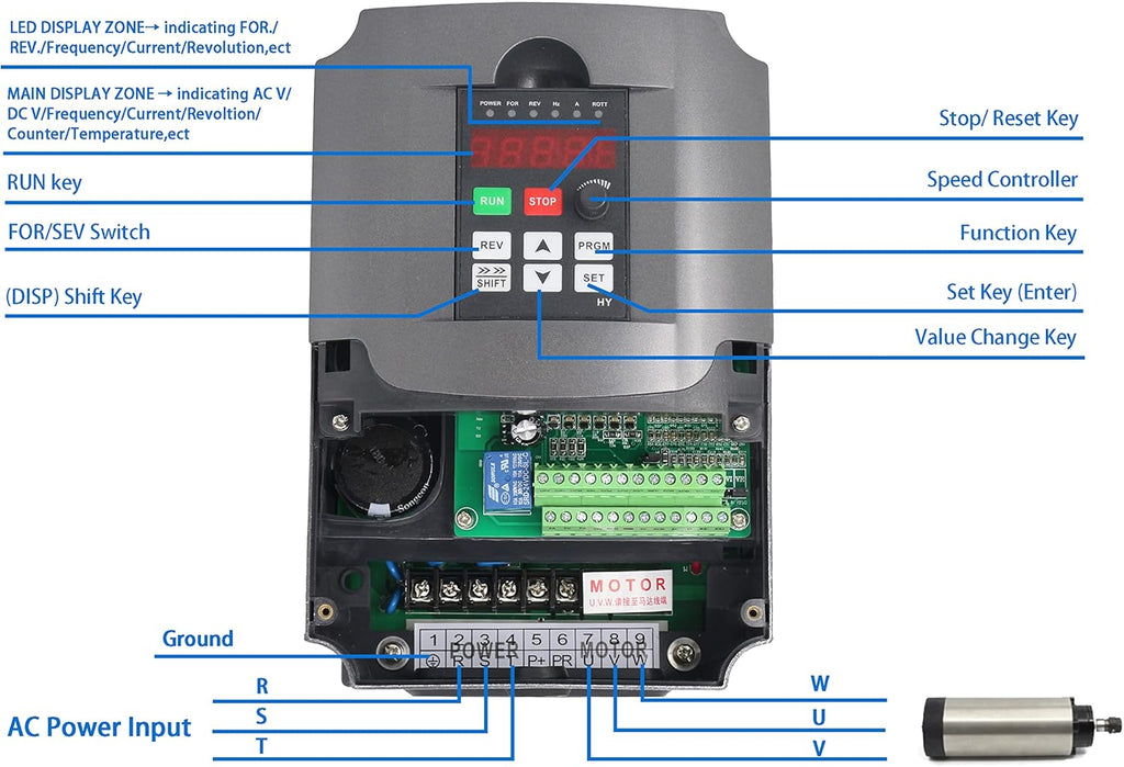 2.2KW 220V VFD Drive Inverter Frequency Converter Single Phase Input 3 Phase Output U246036