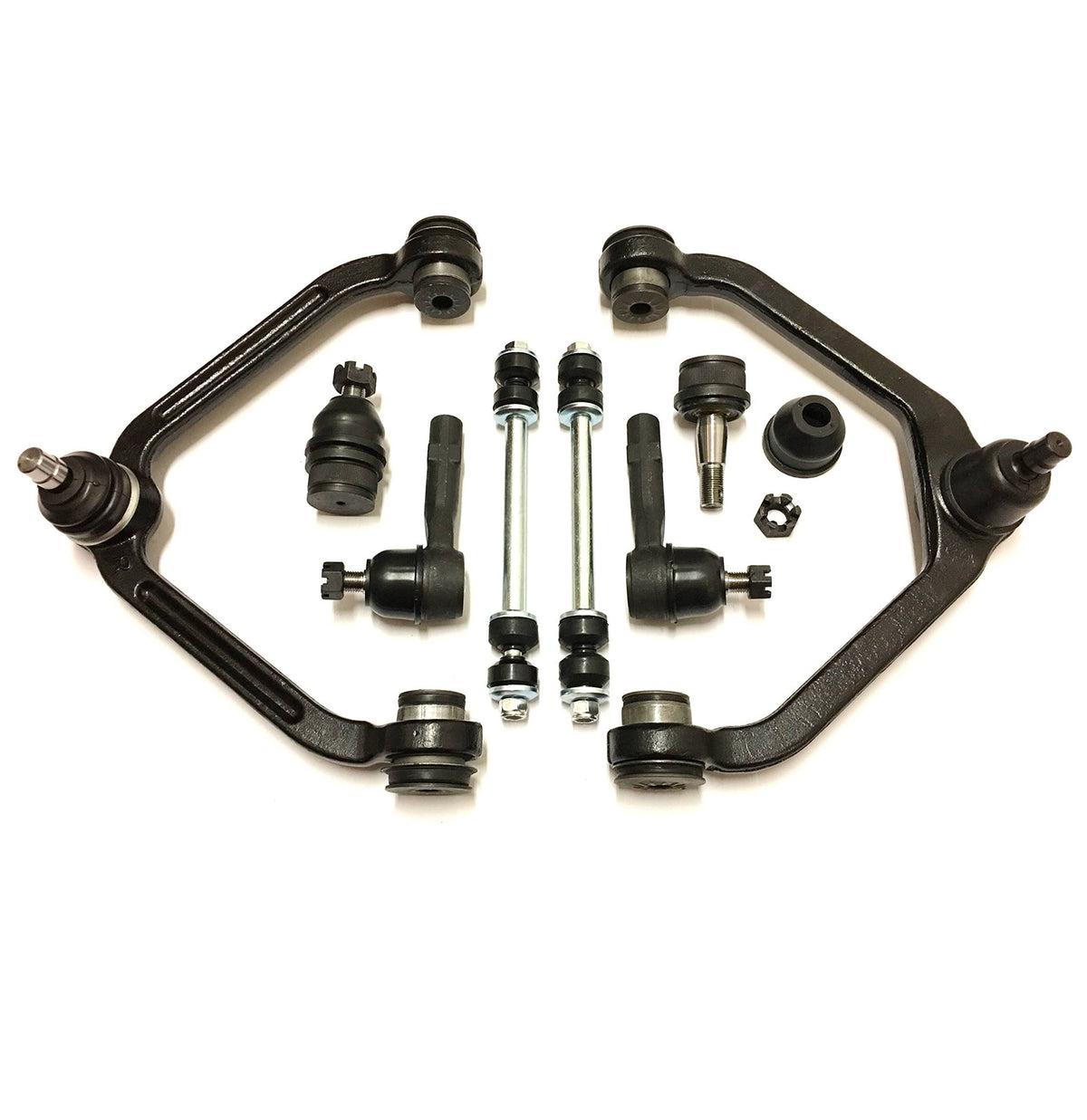 8 Piece Front Upper Control Arm and Ball Joint Assemblies Sway Bar Links Tie Rod Ends W2798