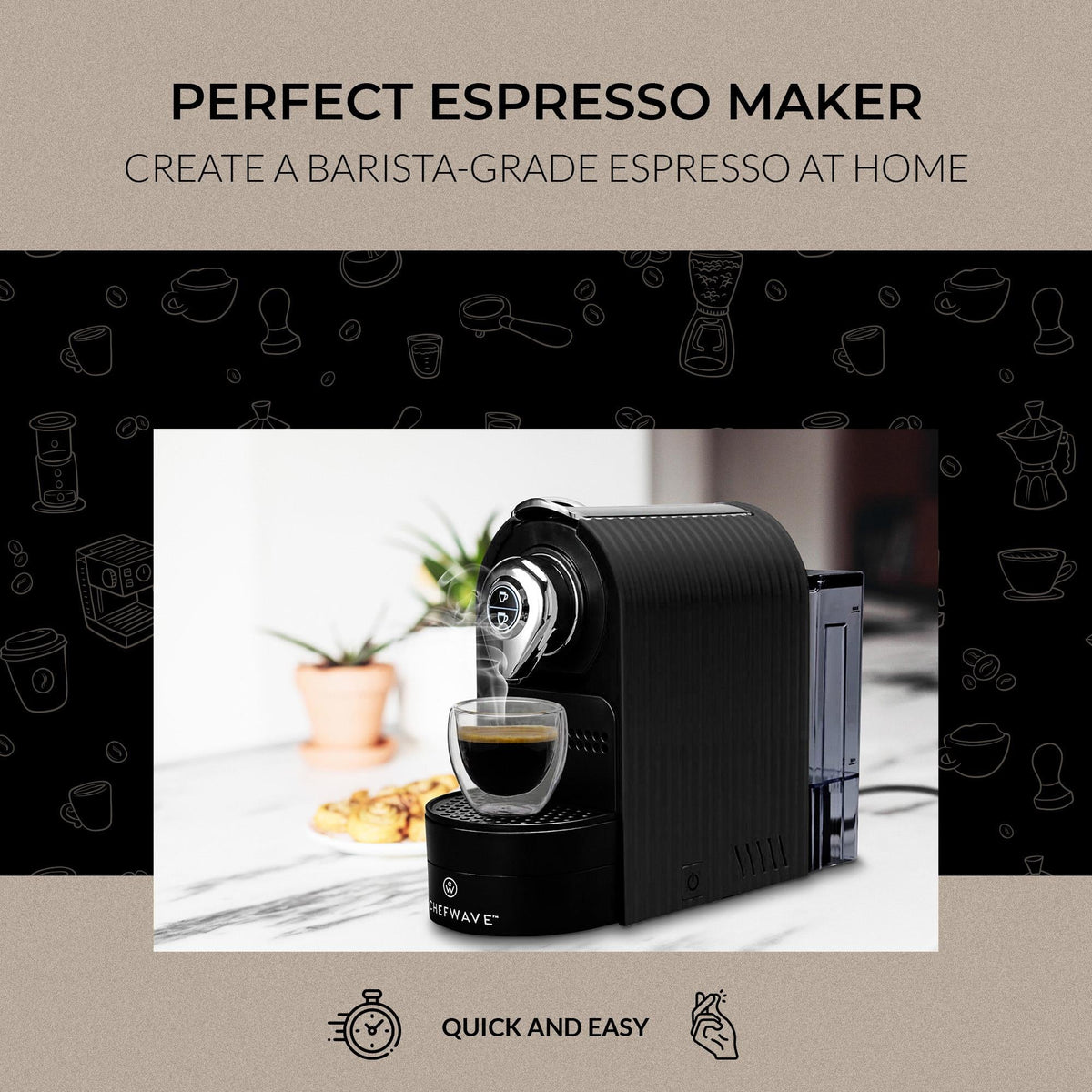 Espresso Machine for Nespresso Capsules with Holder and Cups F41892