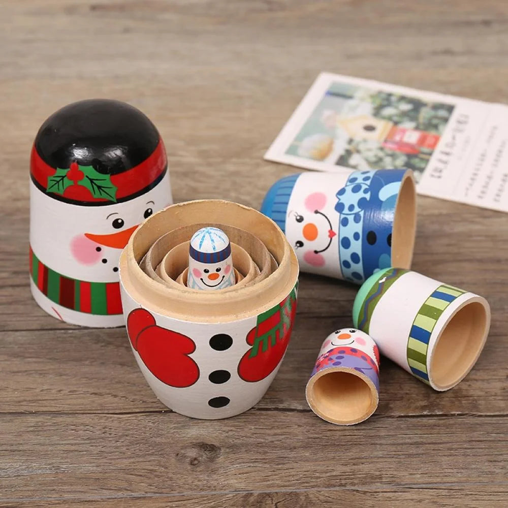 5 Pcs Wooden Handmade Matryoshka Nesting Dolls Stacking Doll Set D751198