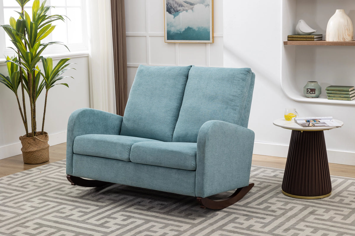 Oversized Upholstered Wingback Rocking Chair Q90871