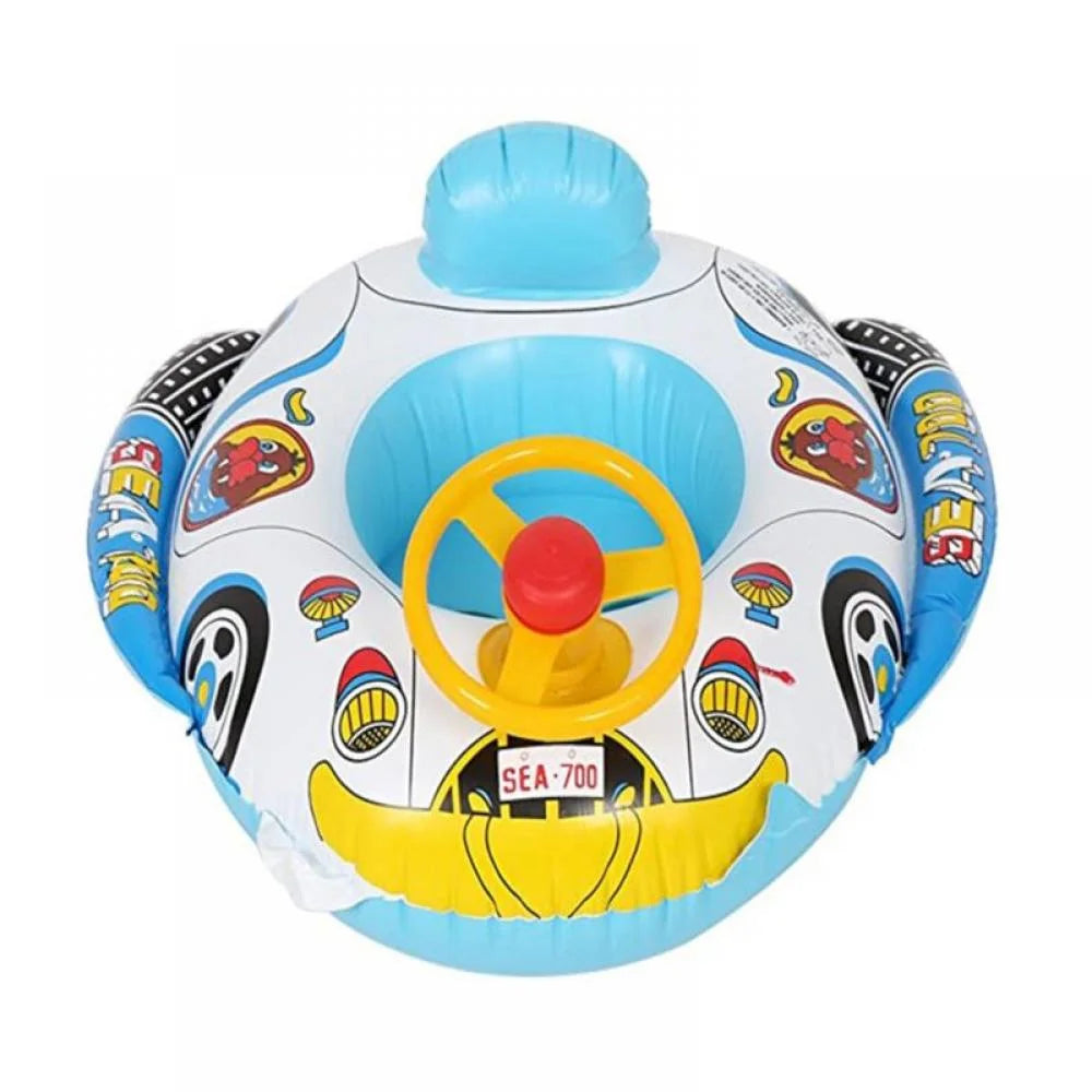 Inflatable Pool Float Ring with Steering Wheel Horn for Kids I545294