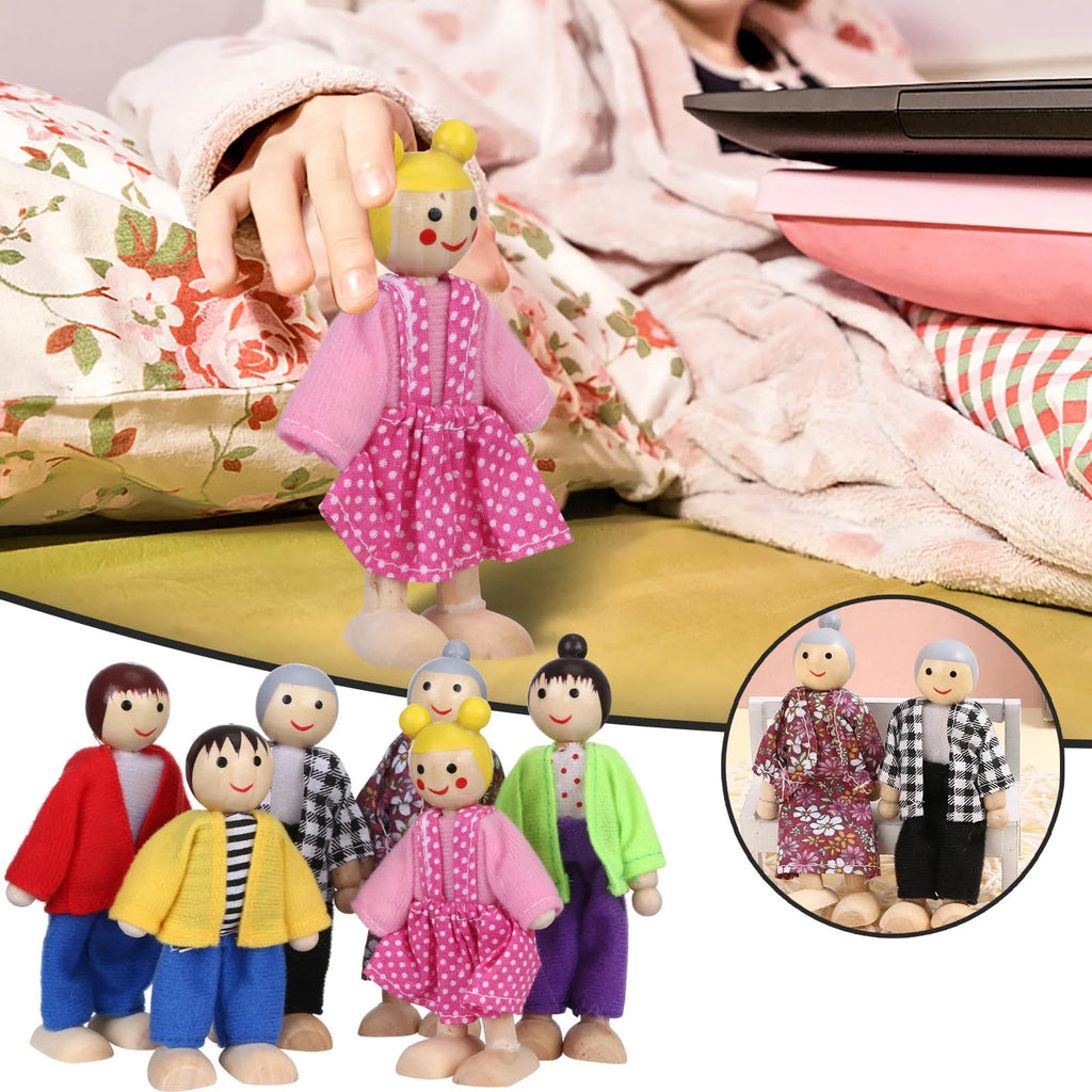 Wooden Dolls Family Playset Set of 6 K94179